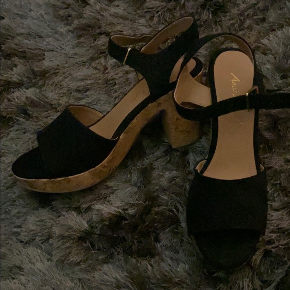 Black Open Toe Cork Heels!